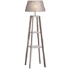 Lampada da Terra in Legno con 3 Ripiani e Paralume in Tessuto, 45x45x148cm, Grigio VB8B31-144VB8