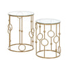 Set 2 Pezzi Tavolini da Caffè Design Elegante con Motivi a Cerchio, Metallo e Vetro Temperato Φ41x57cm & Φ36x51cm, Oro SD9833-674SD9