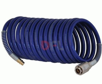 TUBI TUBO A SPIRALE IN NYLON CON RACCORDI PER ARIA COMPRESSA 8x10 - mt. 10 BLU