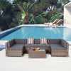 Salotto da Giardino in Rattan da 7 Pezzi con Tavolino e Divano Modulabile con Cuscini, Grigio 860-020V03