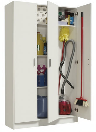 KIT ARMADIO SCARPIERA PORTASCOPE MULTIUSO 3 ANTE CM. 108X37X180H BIANCO