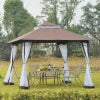Gazebo da Giardino 3x3m con Zanzariera, Telaio in Acciaio e Doppio Tettuccio, Bianco 84C-010CF