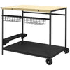 Carrello da Giardino a 2 Ripiani, 2 Cesti e 4 Spazi Portabottiglie, in Legno di Abete, 97.5x65x81 cm  ER584G-420V00NDER5