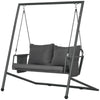 Dondolo da Giardino 2 Posti con Cuscini e Tasche, in Acciaio e Textilene, 168x117x181 cm, Grigio Scuro 84A-332V00CG