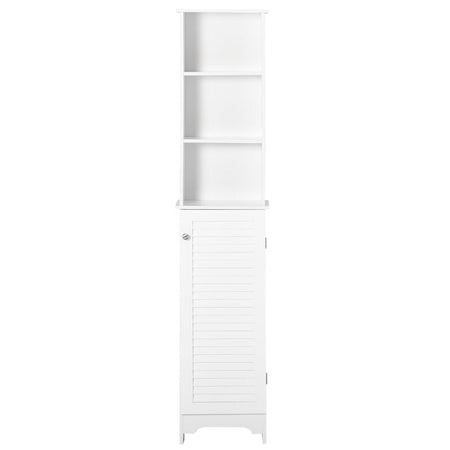 Colonna Bagno con Ripiano a 3 Livelli e Armadietto Chiuso, in MDF e Truciolato, 34x20x165 cm, Bianco RF5834-242RF5