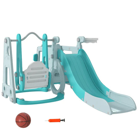 Set Scivolo per Bambini 18-48 Mesi con Altalena, Macchinina e Canestro, 201x151x87.5cm, Azzurro GH6331-041V00LBGH6