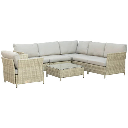 Salotto da Giardino 7 Pezzi Modulabile in Rattan PE con Cuscini, Beige 860-253V00BG