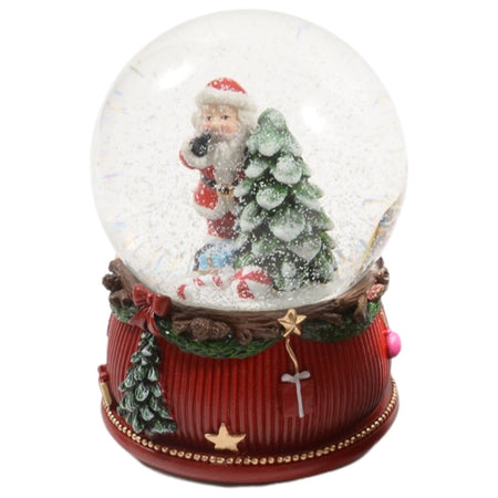 Palla di Neve con Carillon, colore rosso e bianco da 10 x 10 x h 14 cm