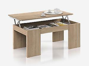 TAVOLINO TAVOLO DA CAFFE' CON PIANO ELEVABILE CM. 50X100X45H COLORE ROVERE