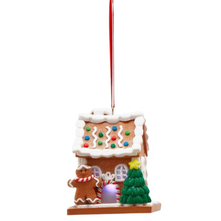 Pendaglio per albero di Natale a forma di casetta Candy, con led, 8 cm
