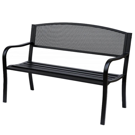 Panchina da Esterno Panca da Giardino Max 240kg Metallo 127 × 60 × 85cm Nero 84B-182BK