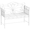 Panchina da Esterno a 2 Posti , Panchina Biposto da Giardino Stile Romantico Ferro 113.5 x 50 x 96cm Bianco 84B-077