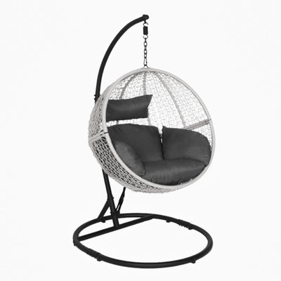 Poltrona a dondolo sospesa Kubra per giardino e veranda in rattan con cuscino