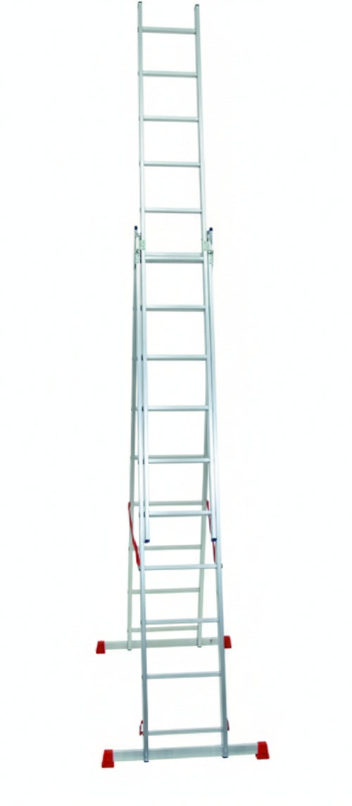 SCALA IN ALLUMINIO TRIPLICE TELESCOPICA FACAL 3 RAMPE X 11 GRADINI MT. 7,06