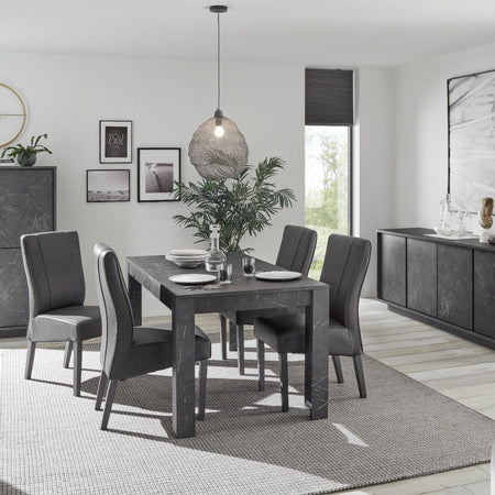 Tavolo "Gliese" con gambe e piano in MDF, design moderno, per arredo interno 137/185 x 90 h 76 cm