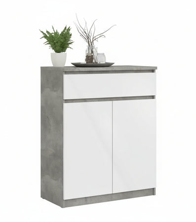 KIT MOBILE MULTIUSO 2 ANTE + 1 CASSETTO NAIA CM. 80X40X100H CEMENTO / BIANCO