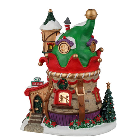 Decorazione "N. 2 Elf Lane" per Villaggio di Natale e presepe, in Resina da h 8 cm