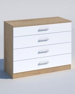 KIT CASSETTONE 4 CASSETTI CM. 70X40X72H ROVERE O BIANCO ROVERE