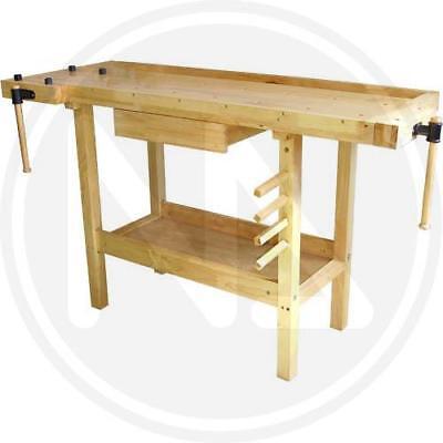 BANCO DA LAVORO IN LEGNO MAURER ALBERO DELLA GOMMA CM. 137x50x86H