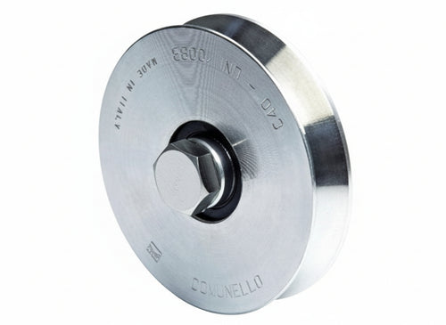 RUOTE RUOTA COMUNELLO PER CANCELLI CON BULLONE ART. 300V MM.100- Portata kg.400