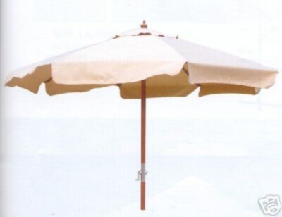 OMBRELLONE IN LEGNO PREGIATO ISLAND TONDO CM. 300 MT. 3 ECRU'