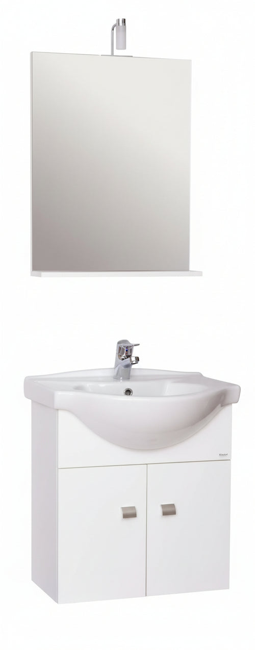 MOBILE BAGNO SOSPESO CON LAVABO E SPECCHIO EMMA BIANCO CM. 58X47X64H