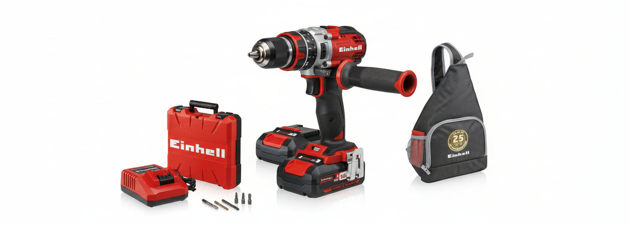 TRAPANO AVVITATORE A PERCUSSIONE BATTERIA LITIO EINHELL TE-CD 18 LI-I BL Ah 2