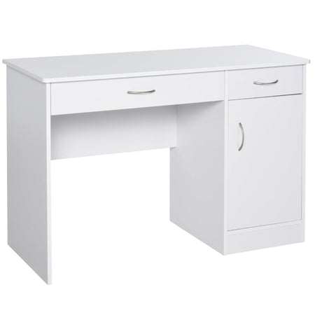 Scrivania Moderna per PC e Computer con 2 Cassetti e 1 Armadietto, Scrivania con Libreria Salvaspazio per Ufficio o Camera in Legno, Bianco ZH3836-267WT