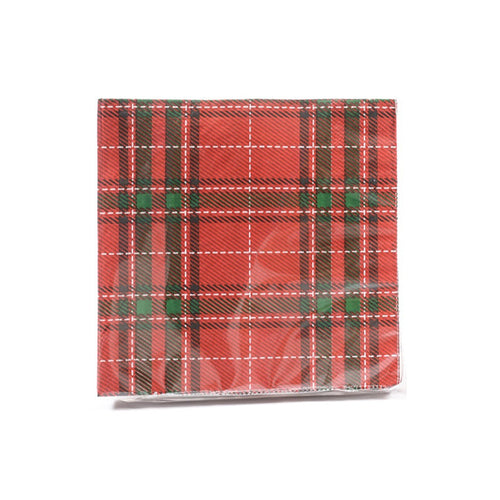 Tovaglioli natalizi Tartan 33 x 33 cm decorazione per tavola di Natale, confezione da 20 tovaglioli