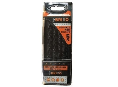 SET PUNTE PER FORARE BRIXO HSS RULLATE 5 PZ MISURE 3-4-5-6-8 MM