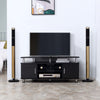 Mobile Porta TV Classico Soggiorno HOMCOM con 2 Ripiani, 2 Armadietti MDF Acciaio Inox Nero 120x39.5x52cm