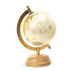 Mappamondo in ottone e legno con struttura color champagne, 14 x 13 x h 21 cm
