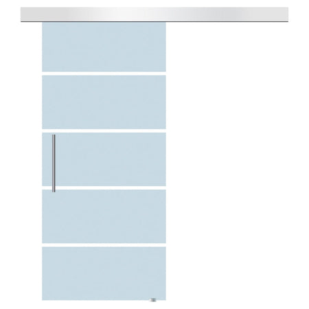 Porta Scorrevole Interna in Vetro Smerigliato e Satinato con Binario B2 e Maniglia per Bagno Cucina Studio Vetro 205x 102.5x 0,8cm QS2E7-0016QS2