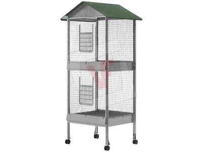 VOLIERA RETTANGOLARE A CASETTA PER UCCELLI 2 PIANI CM. 65X50X170H