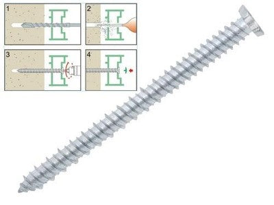 100 PZ VITI PER CALCESTRUZZO TPS TORX MISURA 7,5 x L80 MM