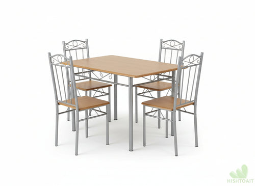 SET TAVOLO RETTANGOLARE 120X70Xh75 CM+ 4 SEDIE MDF COLORE LEGNO O MARMO