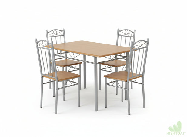 SET TAVOLO RETTANGOLARE 120X70Xh75 CM+ 4 SEDIE MDF COLORE LEGNO O MARMO