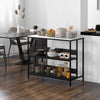 tavolo bar angolo cucina con Mensole, Isola Piano Effetto Marmo e Struttura in Metallo, 100x50x90cm, scaffale Nero e Bianco multiuso ufficio studio bagno F801-338V80BKA
