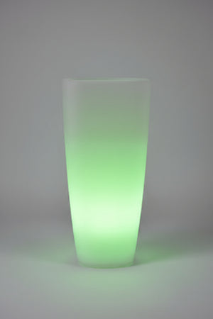 VASO HOME LIGHT TONDO IN RESINA CM.33X33X70 COLORI BIANCO GHIACCIO O VERDE