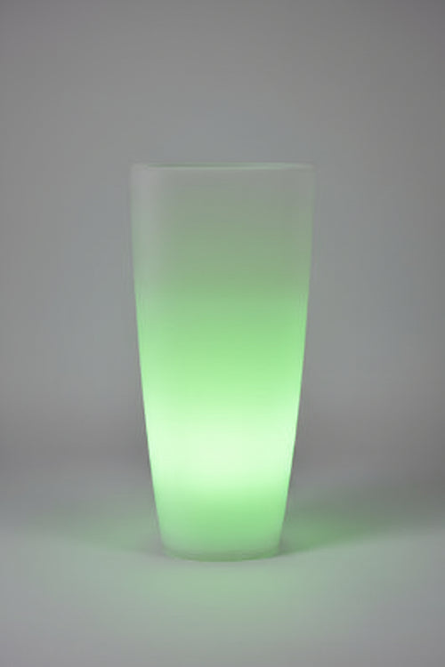 VASO HOME LIGHT TONDO IN RESINA CM.33X33X70 COLORI BIANCO GHIACCIO O VERDE