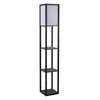 Lampada da Terra Moderna, Lampadina Illuminazione Interna Salvaspazio con Ripiani da Soggiorno Cotone, MDF 26 x 26 x 160 cm Nero e Bianco QL6833-623QL6