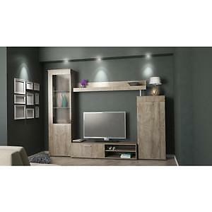 KIT PARETE ATTREZZATA LIVING SPAZIO CM. 250X193X40 ROVERE K105