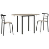 Set da Pranzo 3 Pezzi con 2 Sedie e 1 Tavolo da Pranzo Ovale in MDF e Acciaio per Spazi Limitati UH7835-644UH7