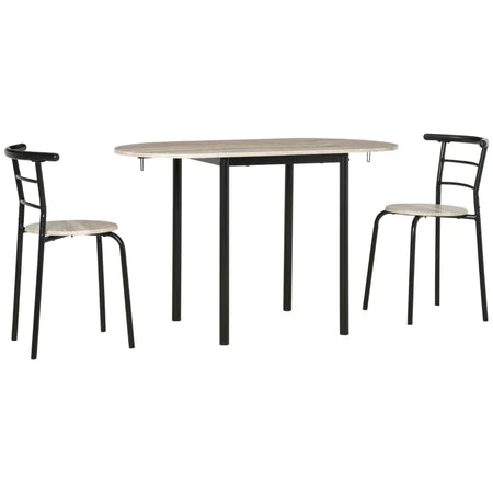 Set da Pranzo 3 Pezzi con 2 Sedie e 1 Tavolo da Pranzo Ovale in MDF e Acciaio per Spazi Limitati UH7835-644UH7