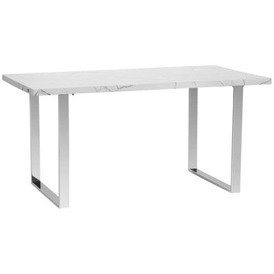 Tavolo da Pranzo Rettangolare per 6-8 Persone Effetto Marmo, 160x90x75cm, Bianco WT5835-842V00WTWT5