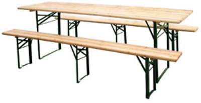 SET BIRRERIA TAVOLO E PANCHE RICHIUDIBILI RINFORZATO TRE GAMBE CM. 220X70X76H