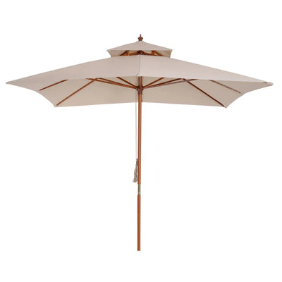 Ombrellone da Giardino 3x3m con 8 Stecche in Bamboo e Copertura Parasole a 2 Livelli, Crema 840-026
