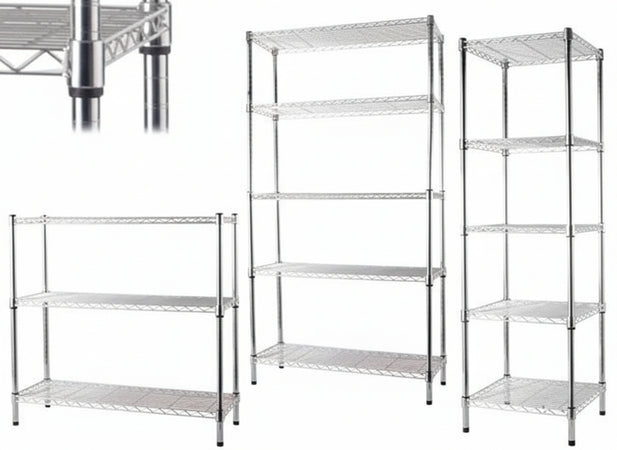 SCAFFALI MANHATTAN IN ACCIAIO CROMATO 3 PIANI 90x35xH90 CM SCAFFALATURA