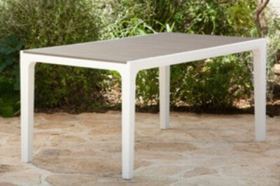 TAVOLO DA GIARDINO IN RESINA ANTIURTO HARMONY CM. 160X90X74H BIANCO TORTORA