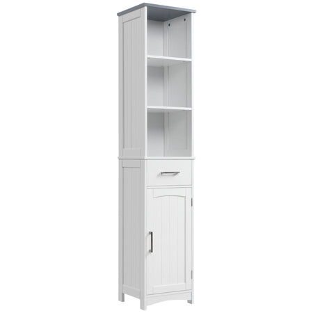 Armadietto Bagno con Scaffale a 3 Livelli, 1 Cassetto e 1 Mobiletto, 34x30x163cm AZ7834-364LGAZ7